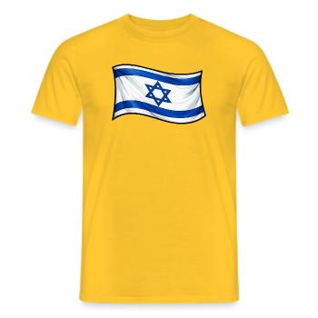 Israeli Flag Print Star of David - Men's T-Shirt - yellow - Front - AI Model Male 178 dark (178cm)