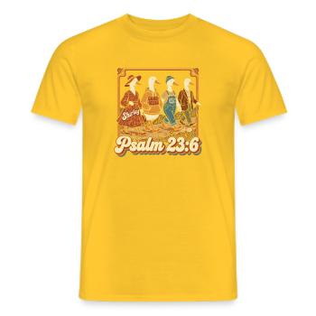 Psaume 23:6 Familles de canards rétro - T-shirt homme - jaune - Devant - AI Model Male 178 dark (178cm)