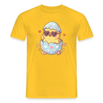 Herz-Ei Küken mit Herzbrille - Männer T-Shirt - Gelb - Vorne - AI Model Male 178 dark (178cm)