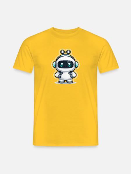 Copilot KI-Roboter-Maskottchen niedlicher Entwickler-Aufkleber - Männer T-Shirt - Gelb