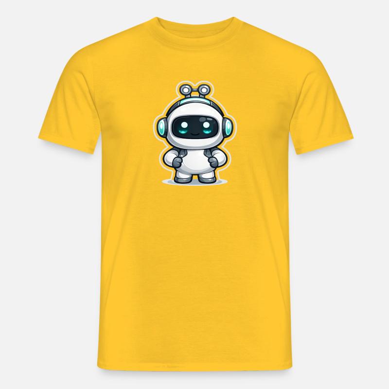 Copilot KI-Roboter-Maskottchen niedlicher Entwickler-Aufkleber - Männer T-Shirt - Gelb