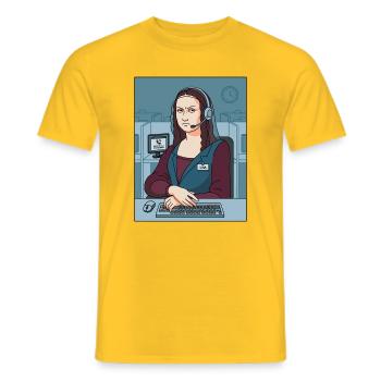 Mona Lisa Support Mitarbeiter Humor - Männer T-Shirt - Gelb - Vorne - AI Model Male 178 dark (178cm)