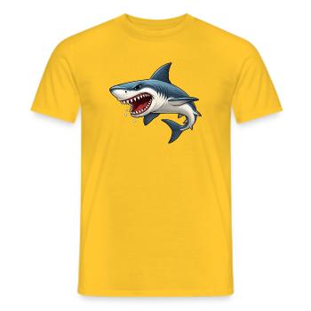 Shark Cartoon Funny Kids Ocean Animal Motif - Men's T-Shirt - yellow - Front - AI Model Male 178 dark (178cm)