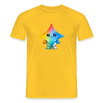 Süßer Gemini-Star-Maskottchen-Aufkleber - Männer T-Shirt - Gelb - Vorne - AI Model Male 178 dark (178cm)