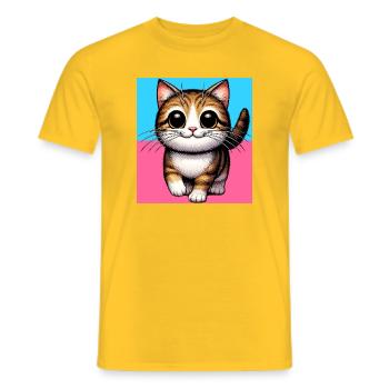 cat - Men's T-Shirt - yellow - Front - AI Model Male 178 dark (178cm)