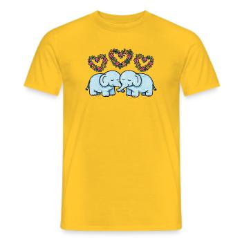 Duo Éléphant Cœurs Floraux - T-shirt homme - jaune - Devant - AI Model Male 178 dark (178cm)
