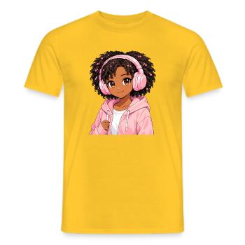 Vintage Japanese Bigfoot Gamer Anime Gaming - Men's T-Shirt - yellow - Front - AI Model Male 178 dark (178cm)