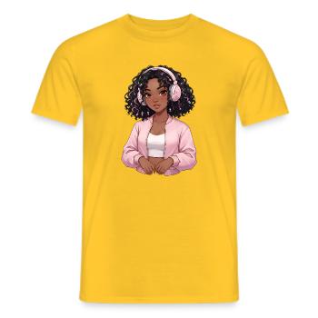 Vintage Japanese Bigfoot Gamer Anime Gaming - Men's T-Shirt - yellow - Front - AI Model Male 178 dark (178cm)