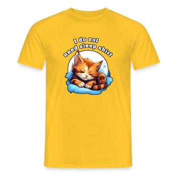 Schlaflose Katze auf Wolken Schlaf Shirt - Männer T-Shirt - Gelb - Vorne - AI Model Male 178 dark (178cm)
