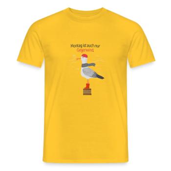 Montag Gegenwind Möwe minimalistischer Spruch - Männer T-Shirt - Gelb - Vorne - AI Model Male 178 dark (178cm)