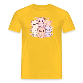 Pastell Katzenbande - Männer T-Shirt - Gelb - Vorne - AI Model Male 178 dark (178cm)