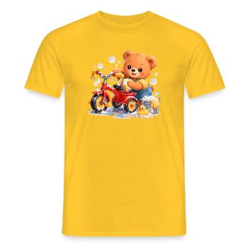 Kids Shirt Bear Cleaning Tricycle Spring Cleaning - Men's T-Shirt - yellow - Front - AI Model Male 178 dark (178cm)