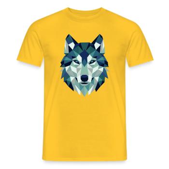 Wolfskopf Polygon Geometrie  - Männer T-Shirt - Gelb - Vorne - AI Model Male 178 dark (178cm)