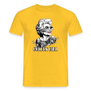 Golden Girl Retro Blütenportrait - Männer T-Shirt - Gelb - Vorne - AI Model Male 178 dark (178cm)