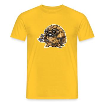 Sowbug Warrior Steampunk Axe Copper Armor - Men's T-Shirt - yellow - Front - AI Model Male 178 dark (178cm)