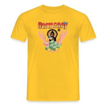 Harmoney Bouddha Chance - Série Paix et Amour - T-shirt homme - jaune - Devant - AI Model Male 178 dark (178cm)
