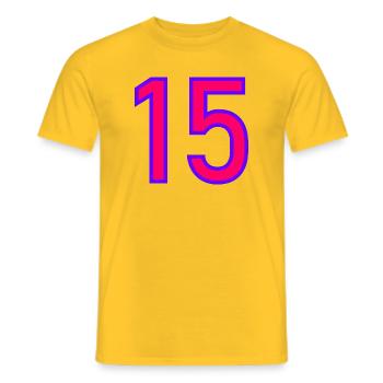 15. 15 ANS. 15e ANNIVERSAIRE. ANNIVERSAIRE 15 ANS. - T-shirt homme - jaune - Devant - AI Model Male 178 dark (178cm)