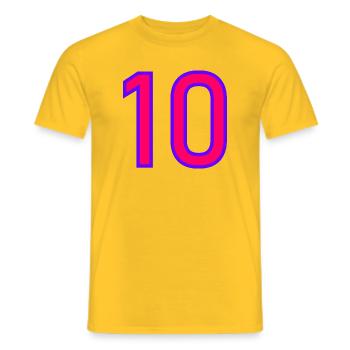 10. 10 YEARS. 10th ANNIVERSARY. 10 YEAR ANNIVERSARY. - Men's T-Shirt - yellow - Front - AI Model Male 178 dark (178cm)