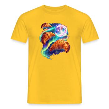Cosmic croissants in the starry sky - Men's T-Shirt - yellow - Front - AI Model Male 178 dark (178cm)
