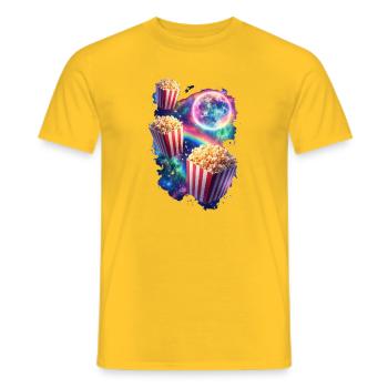 Cosmic Popcorn Magic - Men's T-Shirt - yellow - Front - AI Model Male 178 dark (178cm)
