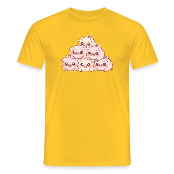 Kuschelige Schweinchen-Pyramide - Männer T-Shirt - Gelb - Vorne - AI Model Male 178 dark (178cm)