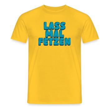 3. lass mal fetzen - Männer T-Shirt - Gelb - Vorne - AI Model Male 178 dark (178cm)