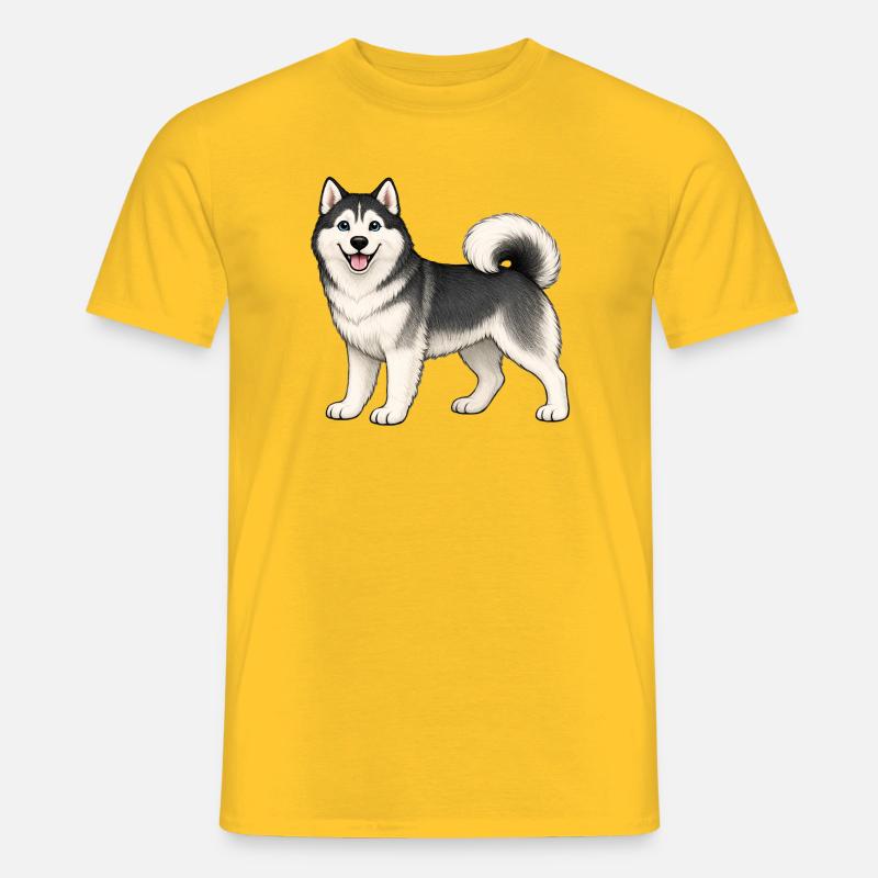 Fröhlicher Husky - Männer T-Shirt - Gelb