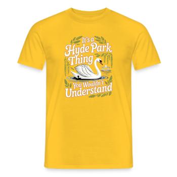 Hyde Park Schwan Humor - Männer T-Shirt - Gelb - Vorne - AI Model Male 178 dark (178cm)