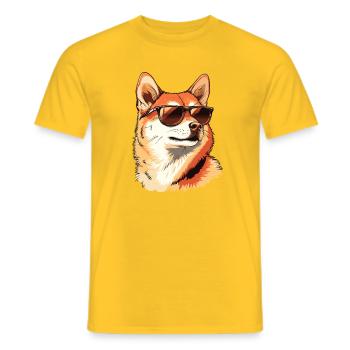 Shiba Inu Sonnenbrille: Chilliger Hund - Männer T-Shirt - Gelb - Vorne - AI Model Male 178 dark (178cm)