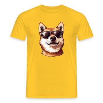 Shiba Inu mit Sonnenbrille - Männer T-Shirt - Gelb - Vorne - AI Model Male 178 dark (178cm)