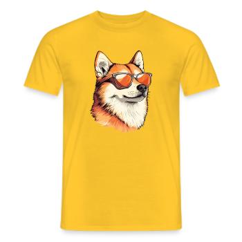 Shiba with sunglasses style - Men's T-Shirt - yellow - Front - AI Model Male 178 dark (178cm)
