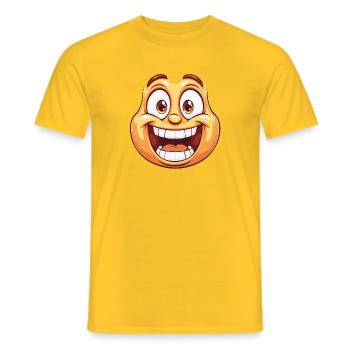 Happy Laughing cartoon face in orange tones - Men's T-Shirt - yellow - Front - AI Model Male 178 dark (178cm)