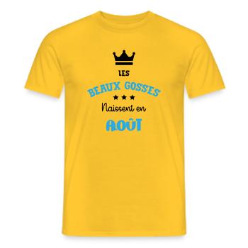 Cadeau naissance bébé garçon Août Beaux Gosses BG - T-shirt homme - jaune - Devant - AI Model Male 178 dark (178cm)