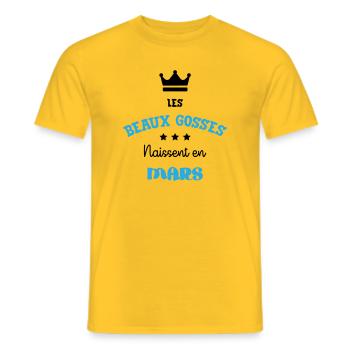 Cadeau naissance bébé garçon Mars Beaux Gosses BG - T-shirt homme - jaune - Devant - AI Model Male 178 dark (178cm)