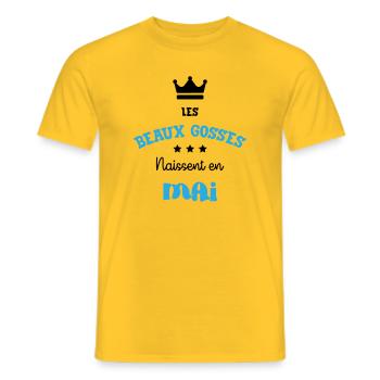 Cadeau naissance bébé garçon Mai Beaux Gosses BG - T-shirt homme - jaune - Devant - AI Model Male 178 dark (178cm)