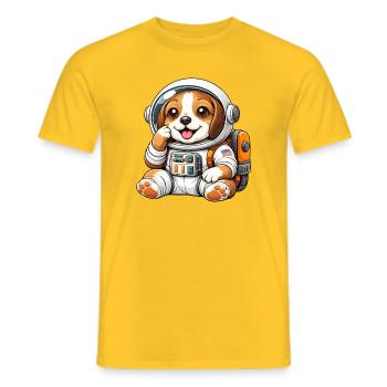 Cute Beagle Astronaut Space Explorer Cartoon - Men's T-Shirt - yellow - Front - AI Model Male 178 dark (178cm)