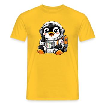 Süßer Pinguin Astronaut Weltraum Entdecker Cartoon - Männer T-Shirt - Gelb - Vorne - AI Model Male 178 dark (178cm)