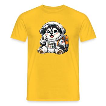 Un chien mignon Husky astronaute dans le dessin animé spatial Ent - T-shirt homme - jaune - Devant - AI Model Male 178 dark (178cm)