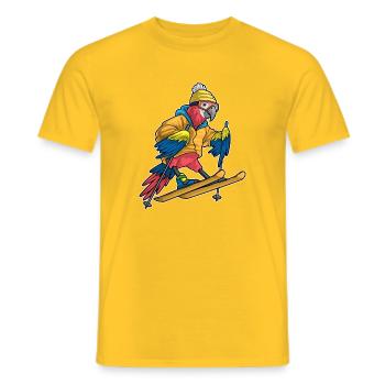 Papagei Skifahrer Ski Wintersport - Männer T-Shirt - Gelb - Vorne - AI Model Male 178 dark (178cm)