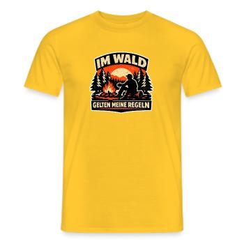 Im Wald gelten meine Regeln Bushcraft - Männer T-Shirt - Gelb - Vorne - AI Model Male 178 dark (178cm)