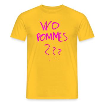 WoPommes – Lustiges Wortspiel Design mit Pommes  - Männer T-Shirt - Gelb - Vorne - AI Model Male 178 dark (178cm)