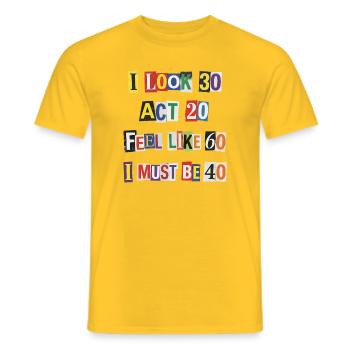 Age Mirror Collage of Years - Men's T-Shirt - yellow - Front - AI Model Male 178 dark (178cm)