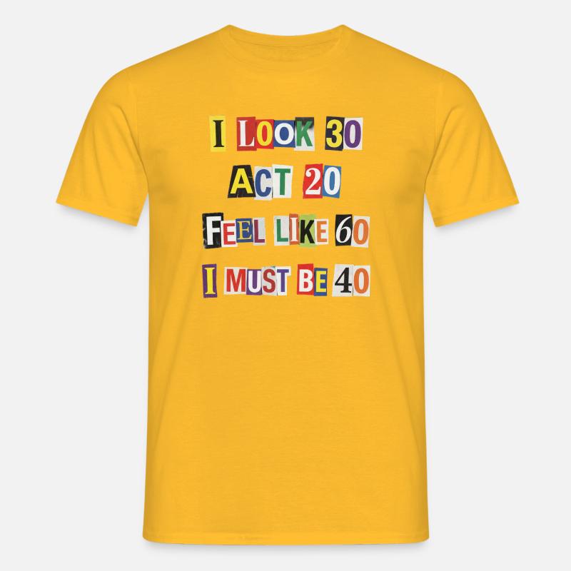 Aldersspejl-collage af år - T-shirt til herrer - gul
