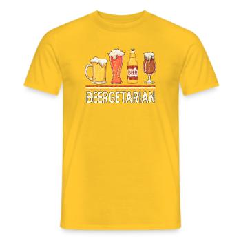 Beergetarian, Beer and Satire - Men's T-Shirt - yellow - Front - AI Model Male 178 dark (178cm)