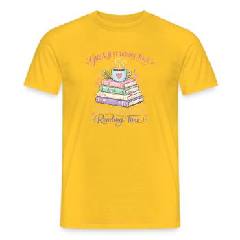 Girls Just want to Have Uninterrupted Reading Time - Men's T-Shirt - yellow - Front - AI Model Male 178 dark (178cm)