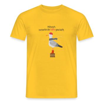  Lustiger Möwe Spruch  Mittwoch Halb Geschafft  - Männer T-Shirt - Gelb - Vorne - AI Model Male 178 dark (178cm)