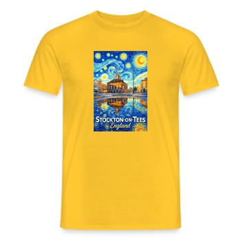 Stockton, Starry Town, Angleterre - T-shirt homme - jaune - Devant - AI Model Male 178 dark (178cm)
