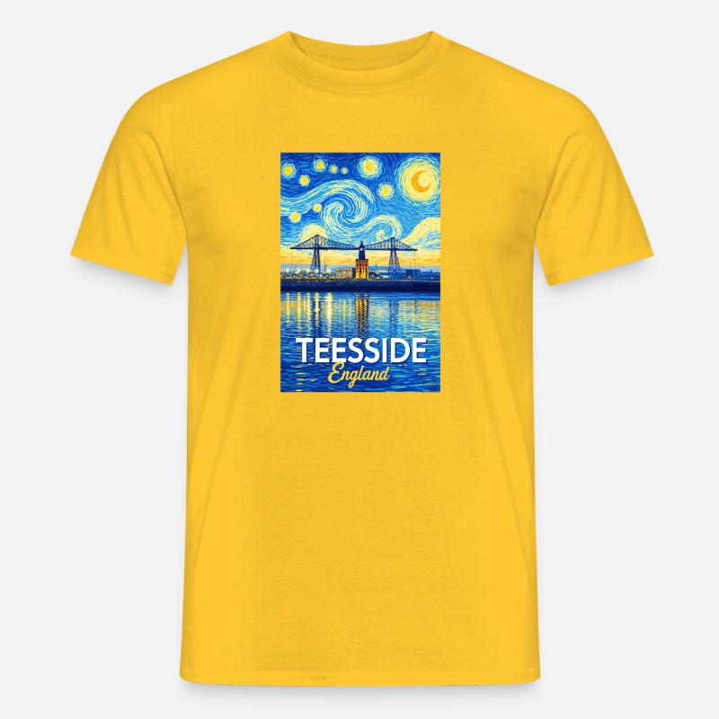 Ponte Neon di Teesside, Inghilterra - T-shirt uomo - giallo