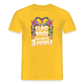 Ich mag Yaoi und vielleicht 3 Personen. - Männer T-Shirt - Gelb - Vorne - AI Model Male 178 dark (178cm)