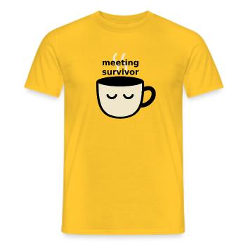 Meeting Survivor Coffee Meme Shirt - Men's T-Shirt - yellow - Front - AI Model Male 178 dark (178cm)